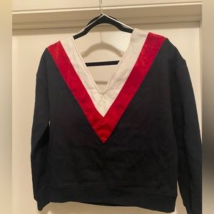 Kendall and Kylie Sweater Top with a Deep V Neck; Size Small